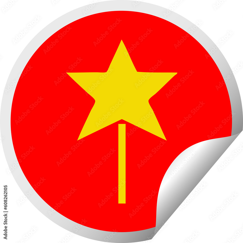 circular peeling sticker cartoon of a star wand circular peeling sticker cartoon of a star wand
