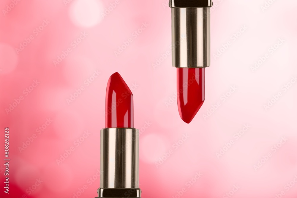 Two beautiful red lipsticks on a color background Two beautiful red lipsticks on a color background