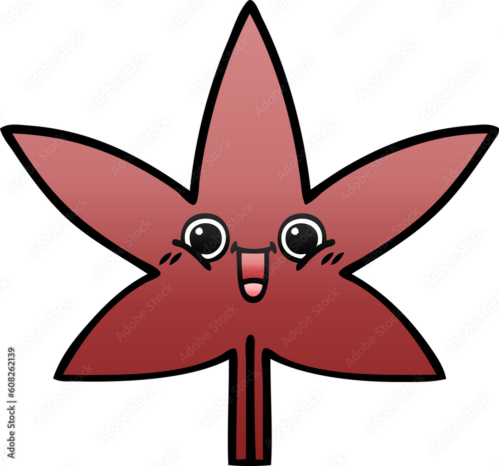 gradient shaded cartoon of a autumnal leaf gradient shaded cartoon of a autumnal leaf