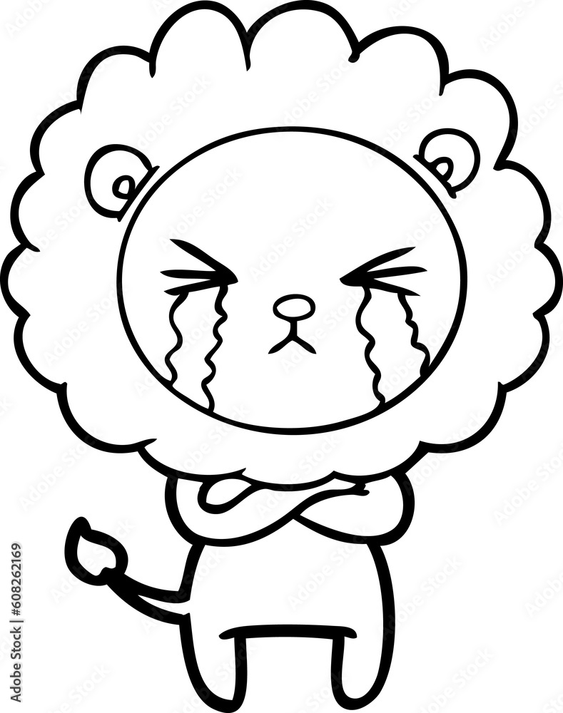 cartoon crying lion with crossed arms cartoon crying lion with crossed arms