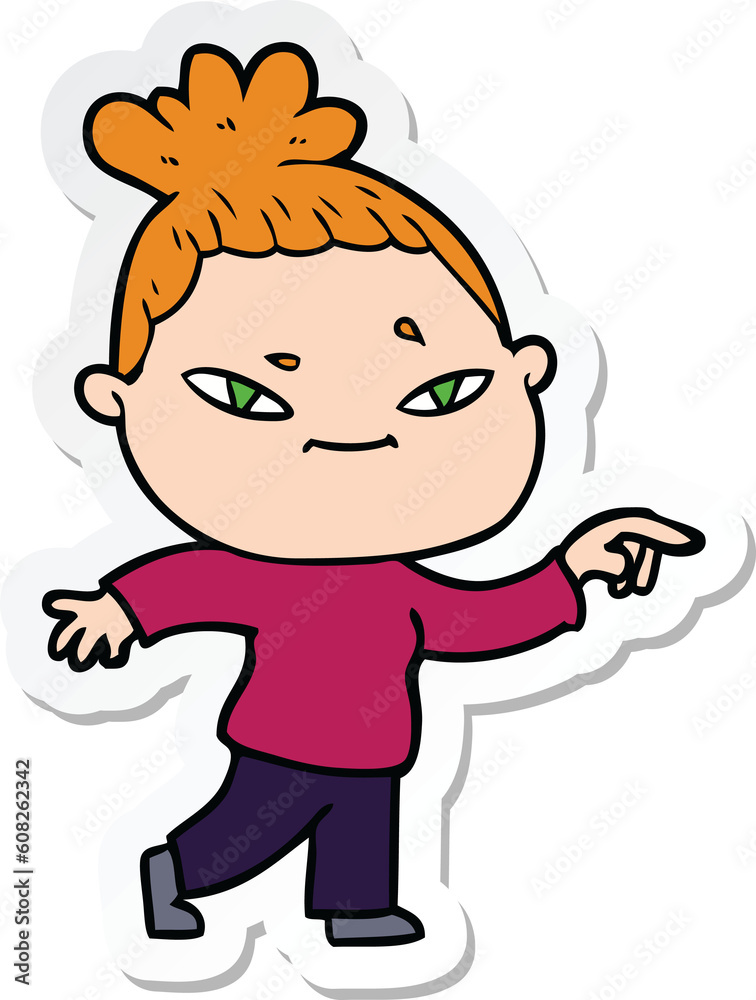 sticker of a cartoon woman