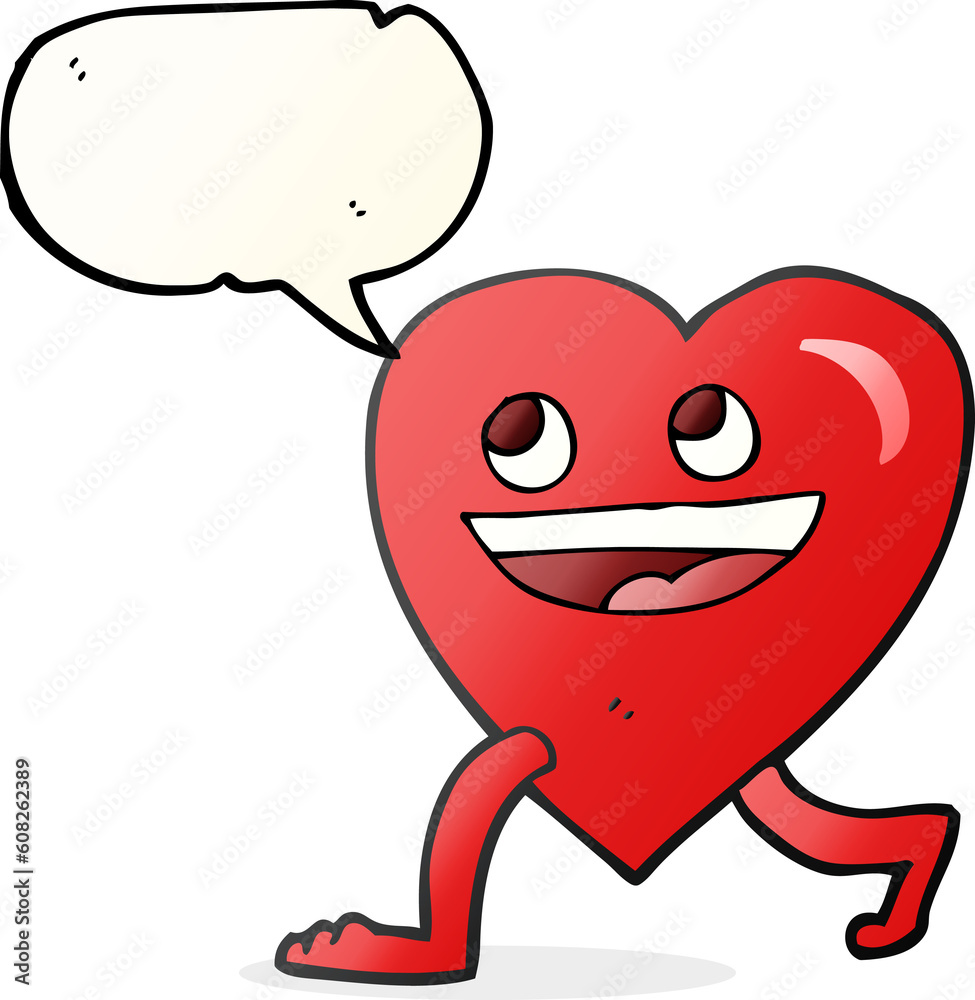 freehand drawn speech bubble cartoon walking heart freehand drawn speech bubble cartoon walking heart