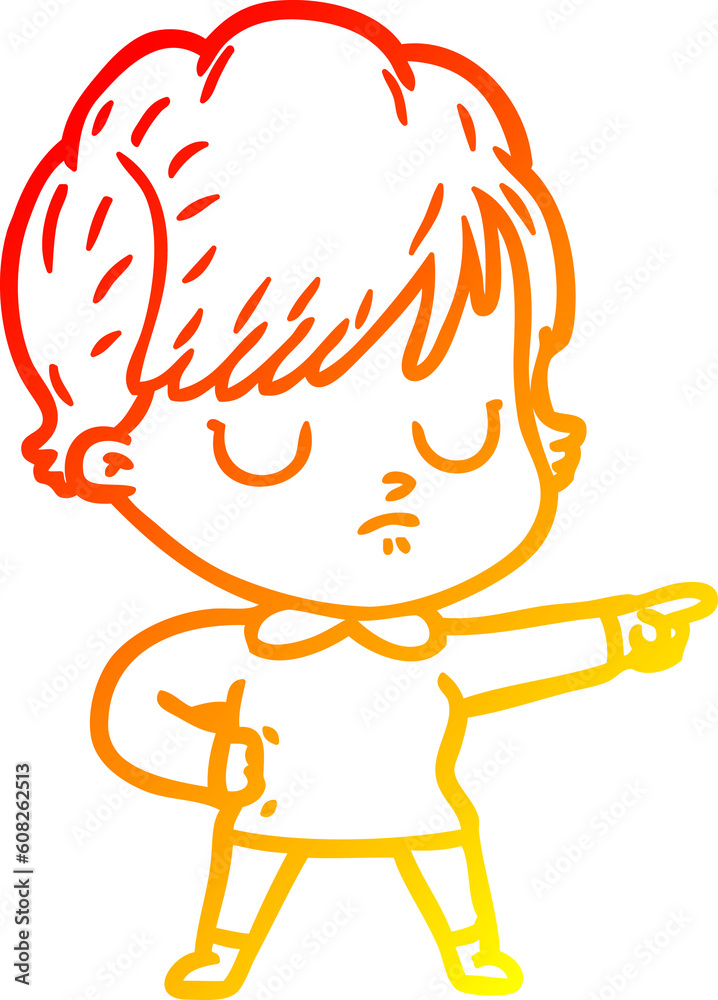 warm gradient line drawing of a cartoon woman warm gradient line drawing of a cartoon woman