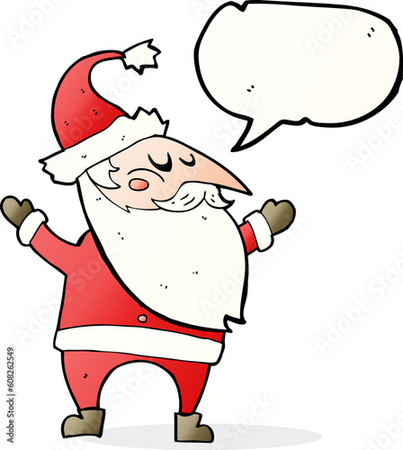 cartoon santa claus with speech bubble