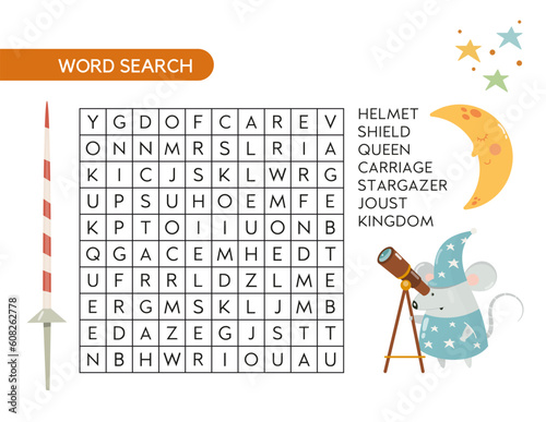 Knight Word search kids activity book