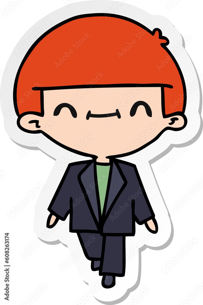 freehand drawn sticker cartoon of cute kawaii boy in suit freehand drawn sticker cartoon of cute kawaii boy in suit