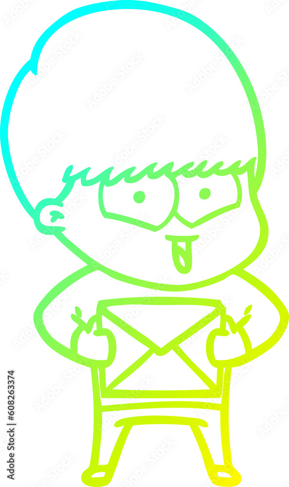cold gradient line drawing of a cartoon happy boy cold gradient line drawing of a cartoon happy boy