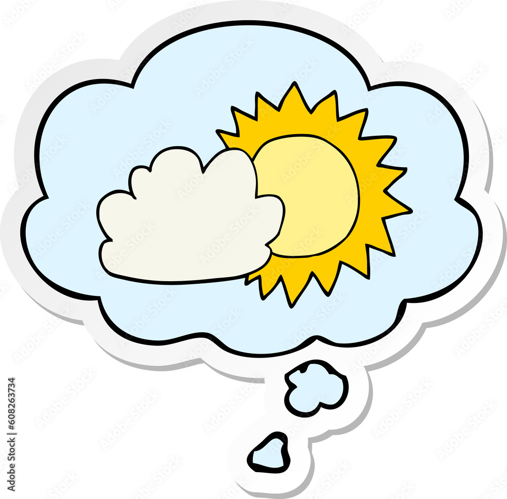 cartoon weather with thought bubble as a printed sticker cartoon weather with thought bubble as a printed sticker