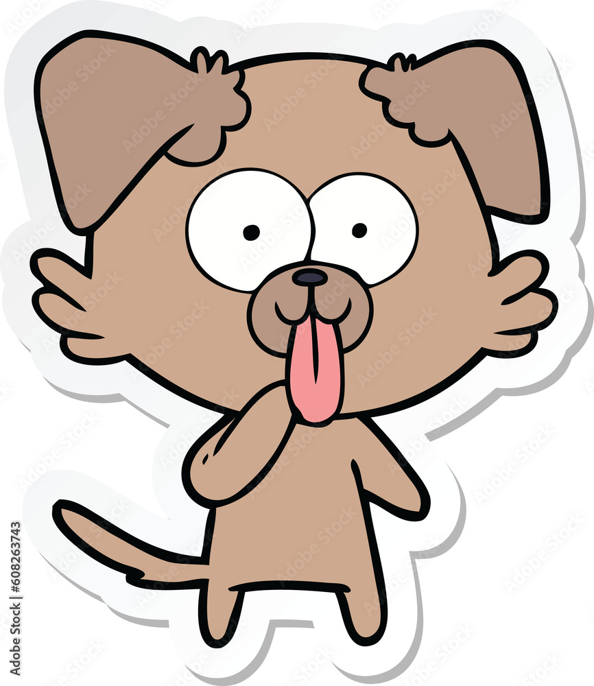Naklejka premium sticker of a cartoon dog with tongue sticking out