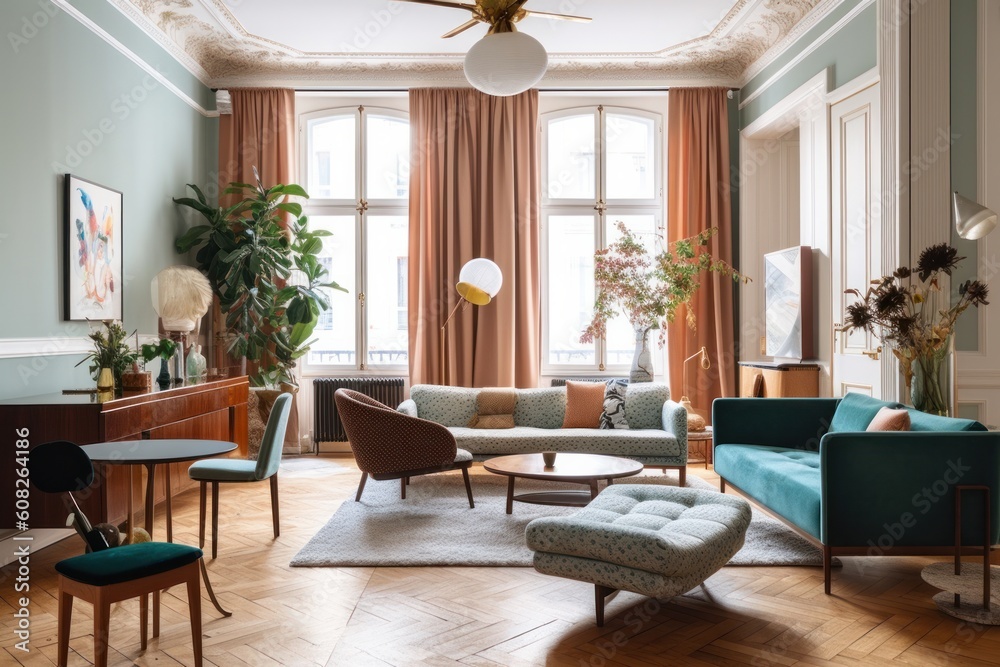 Fototapeta premium Luxurious Elegant Living Room Decor. Generative AI