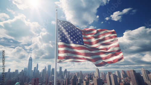 flag over new york. Generative AI