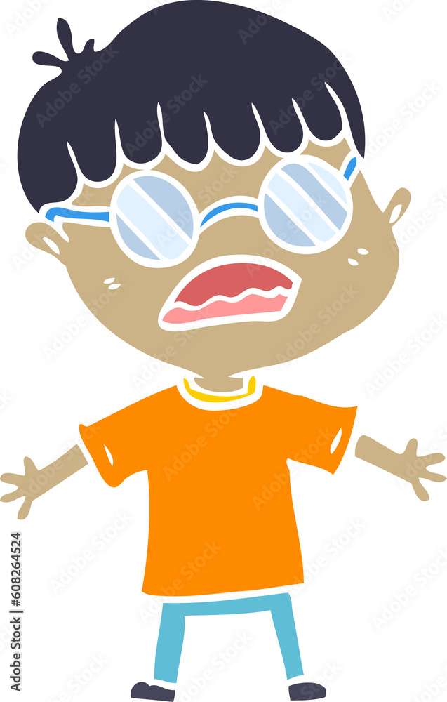 flat color style cartoon boy wearing spectacles flat color style cartoon boy wearing spectacles