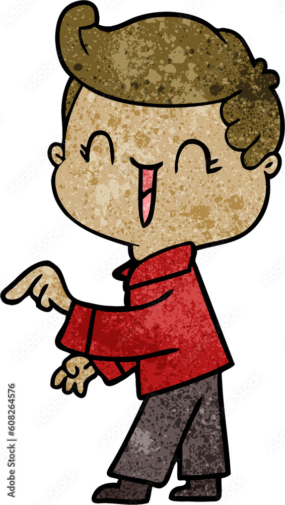 cartoon laughing boy pointing