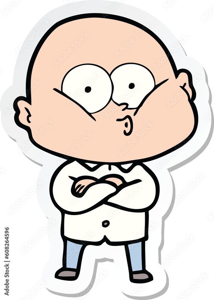 sticker of a cartoon bald man staring sticker of a cartoon bald man staring