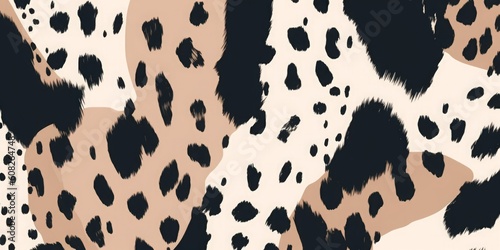 Minimal hand drawn abstract pattern with leopard skin. Collage modern print. Fashionable template for design, Generative AI