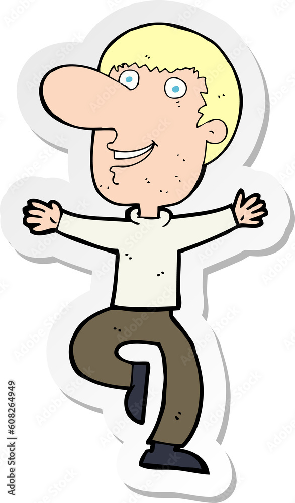 sticker of a cartoon happy man sticker of a cartoon happy man