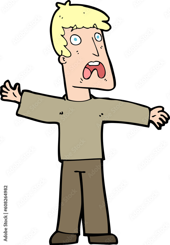 cartoon frightened man