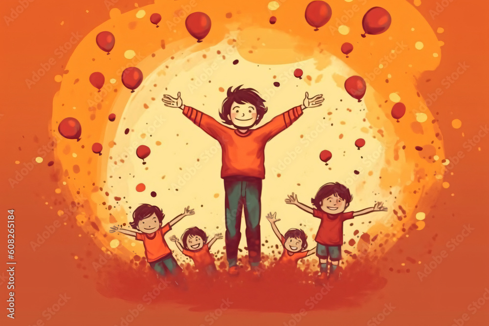 Free vector hand drawn boy with children day background made with Generative AI Free vector hand drawn boy with children day background made with Generative AI