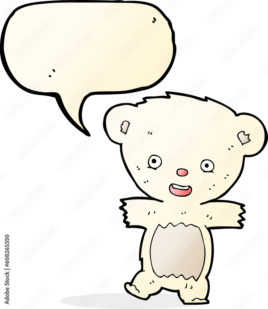 cartoon teddy polar bear cub with speech bubble cartoon teddy polar bear cub with speech bubble