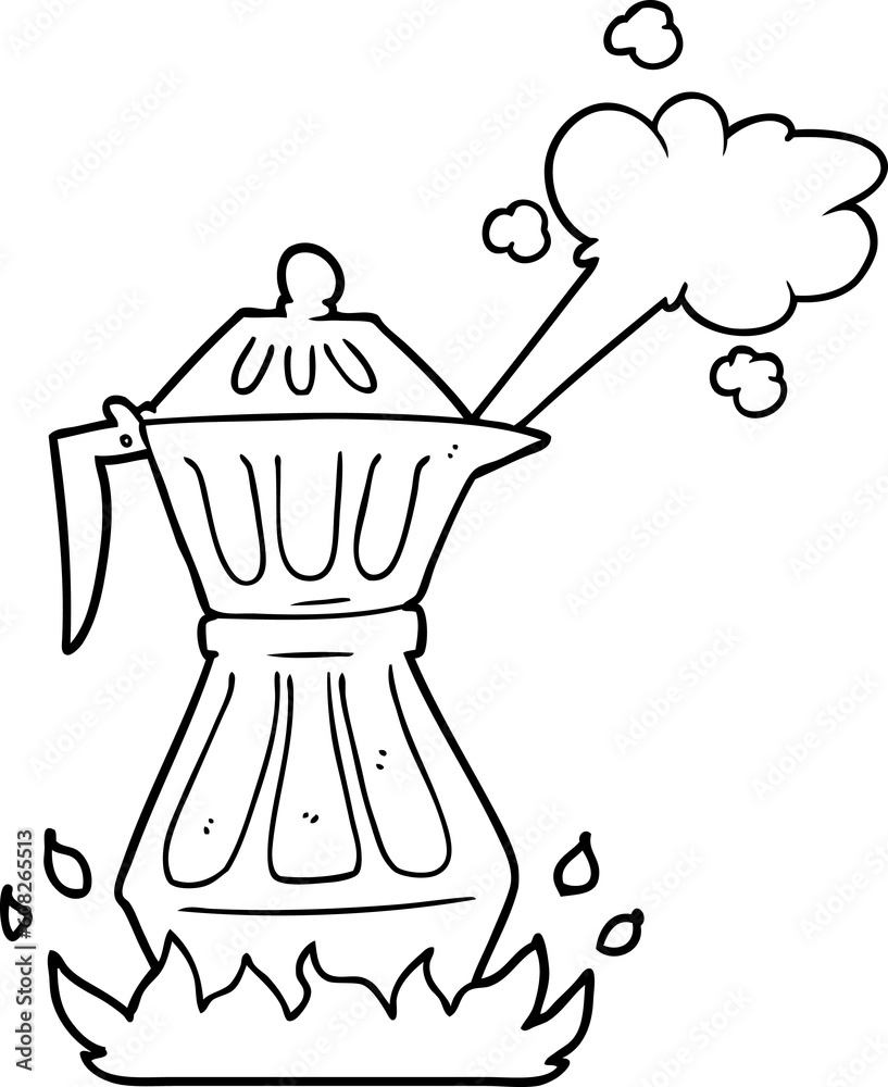 cartoon steaming espresso pot cartoon steaming espresso pot
