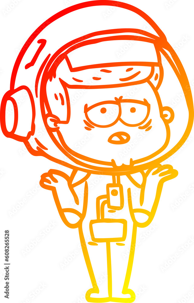 warm gradient line drawing of a cartoon tired astronaut warm gradient line drawing of a cartoon tired astronaut