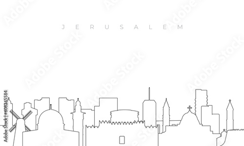 Outline Jerusalem skyline. Trendy template with Jerusalem buildings and landmarks in line style. Stock vector design.