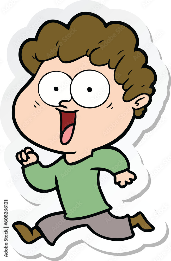 sticker of a cartoon happy man