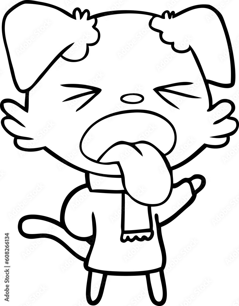 cartoon dog wearing scarf and pullover cartoon dog wearing scarf and pullover