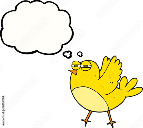 freehand drawn thought bubble cartoon bird