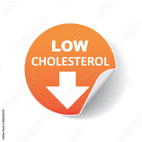 Low cholesterol icon, vector, sticker, label.