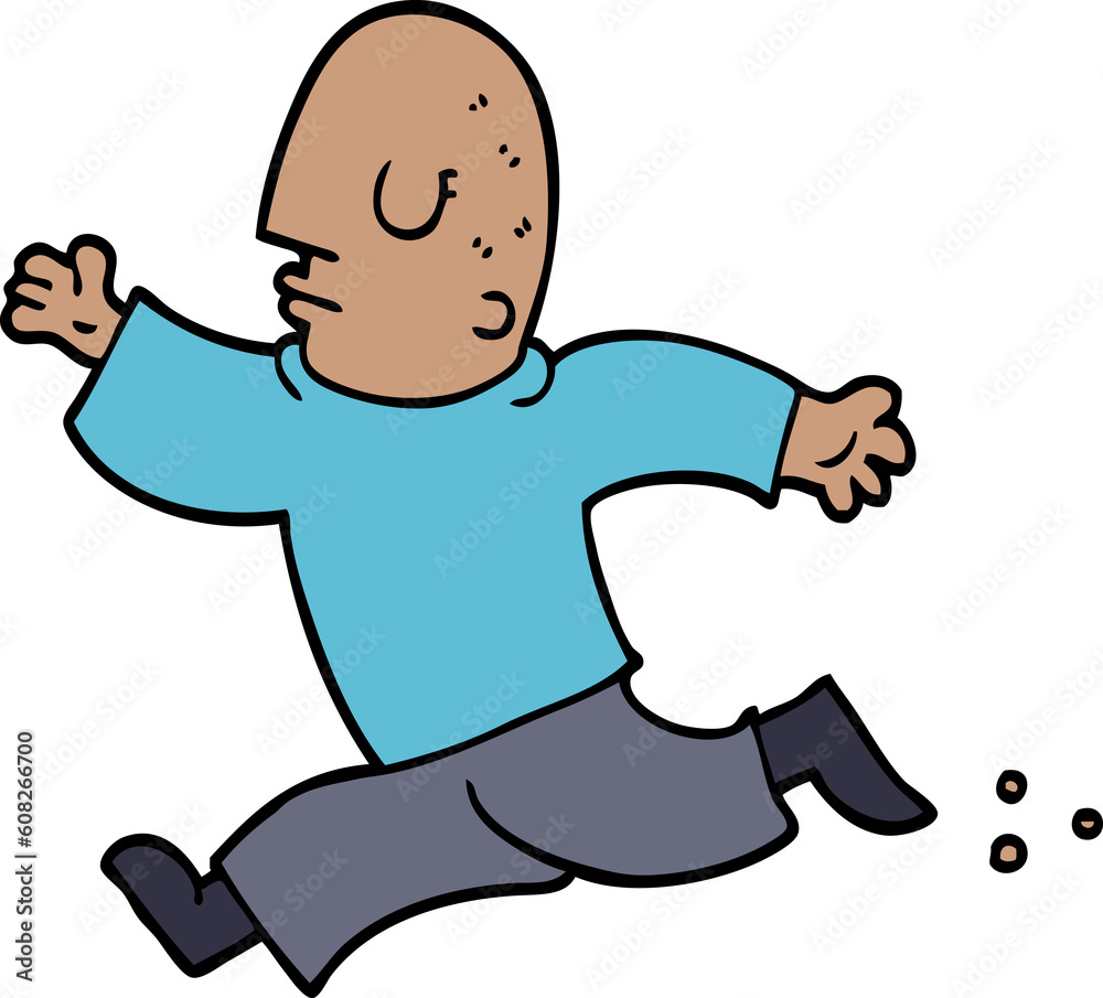 cartoon doodle man running