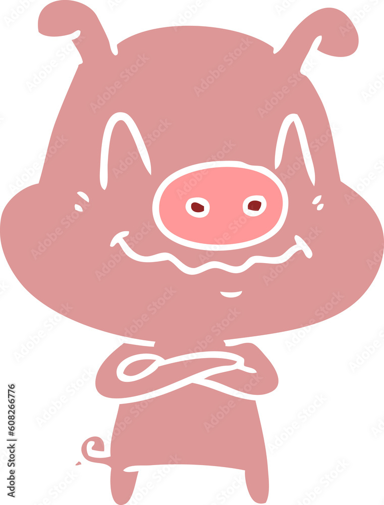 nervous flat color style cartoon pig nervous flat color style cartoon pig