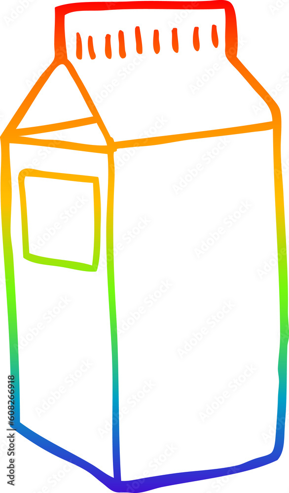 rainbow gradient line drawing of a cartoon milk carton rainbow gradient line drawing of a cartoon milk carton