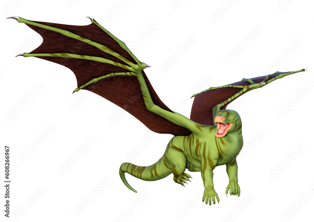 Fototapeta premium 3D Rendering Fairy Tale Dragon on White