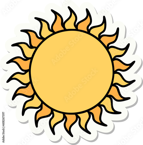 sticker of tattoo in traditional style of a sun