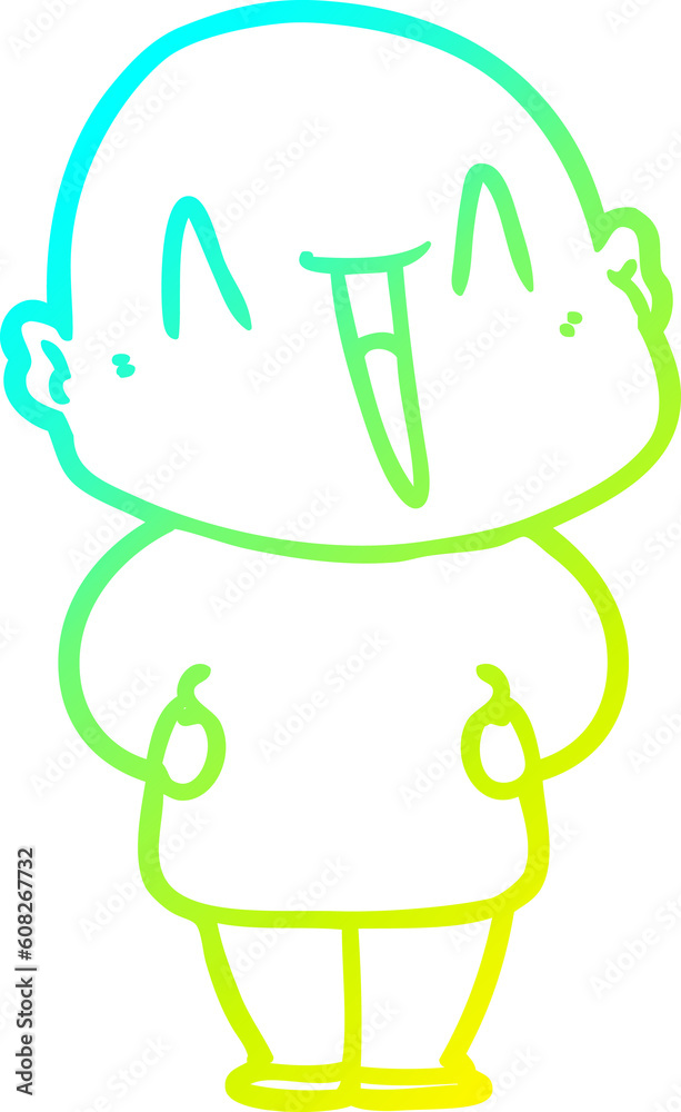 cold gradient line drawing of a happy cartoon bald man cold gradient line drawing of a happy cartoon bald man