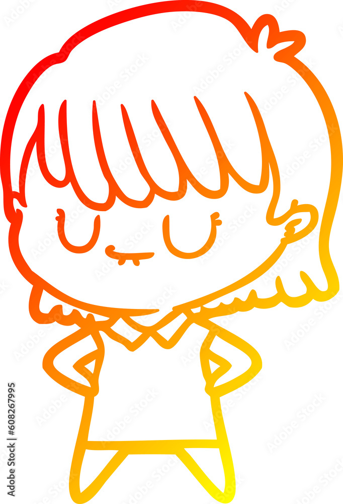 warm gradient line drawing of a cartoon woman warm gradient line drawing of a cartoon woman