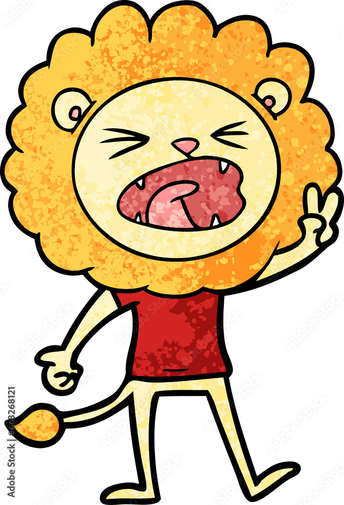 cartoon lion giving peac sign cartoon lion giving peac sign