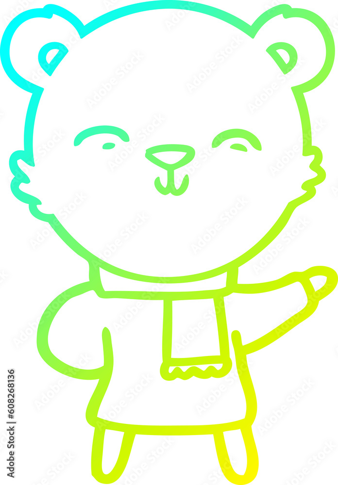 cold gradient line drawing of a happy cartoon polar bear cold gradient line drawing of a happy cartoon polar bear