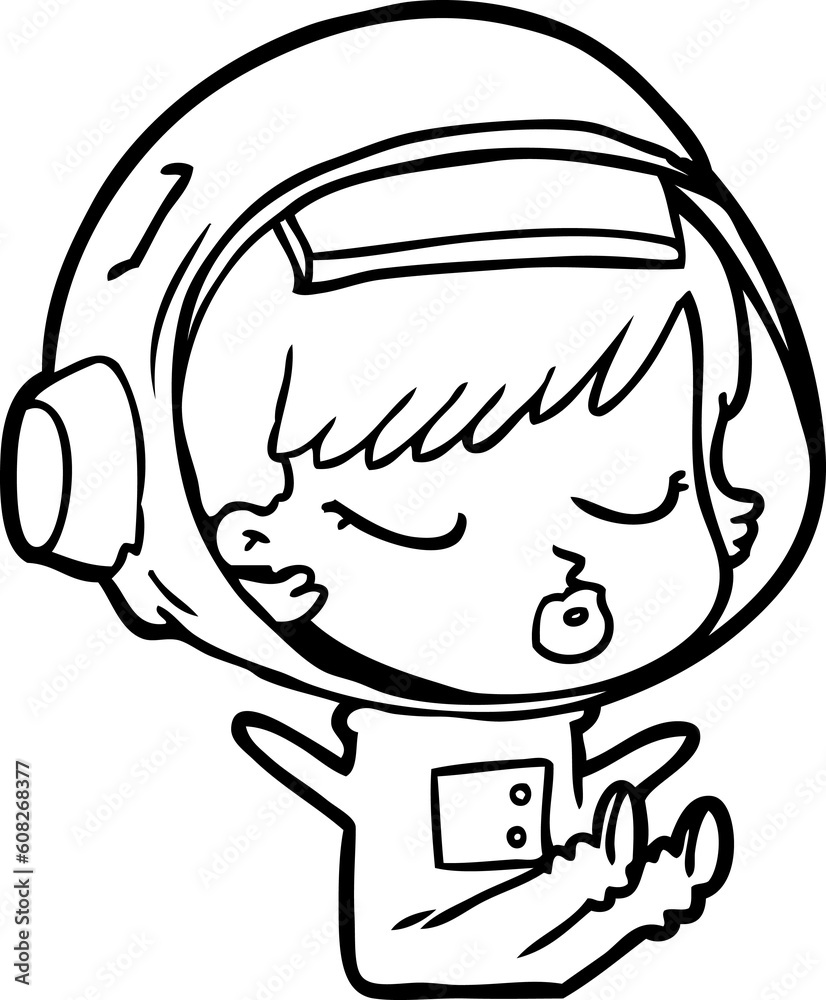 cartoon pretty astronaut girl