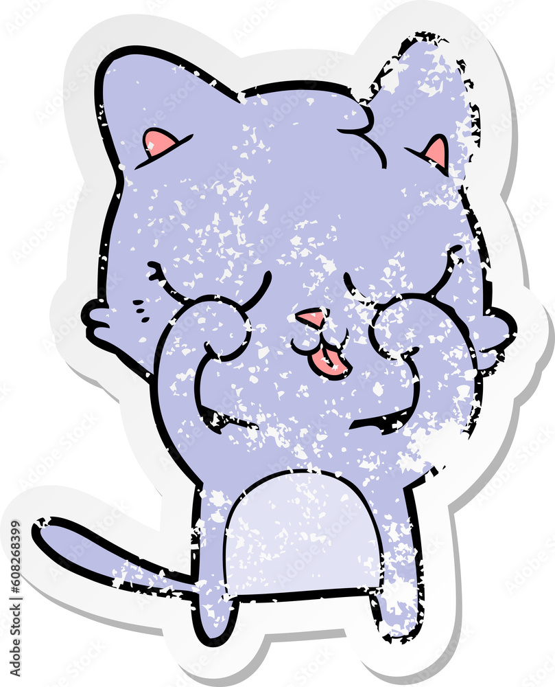 Fototapeta premium distressed sticker of a cartoon cat