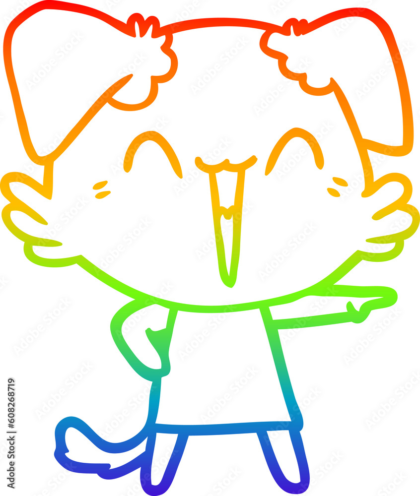 rainbow gradient line drawing of a happy little dog cartoon rainbow gradient line drawing of a happy little dog cartoon