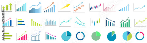 Various graph color icon vector illustration collection