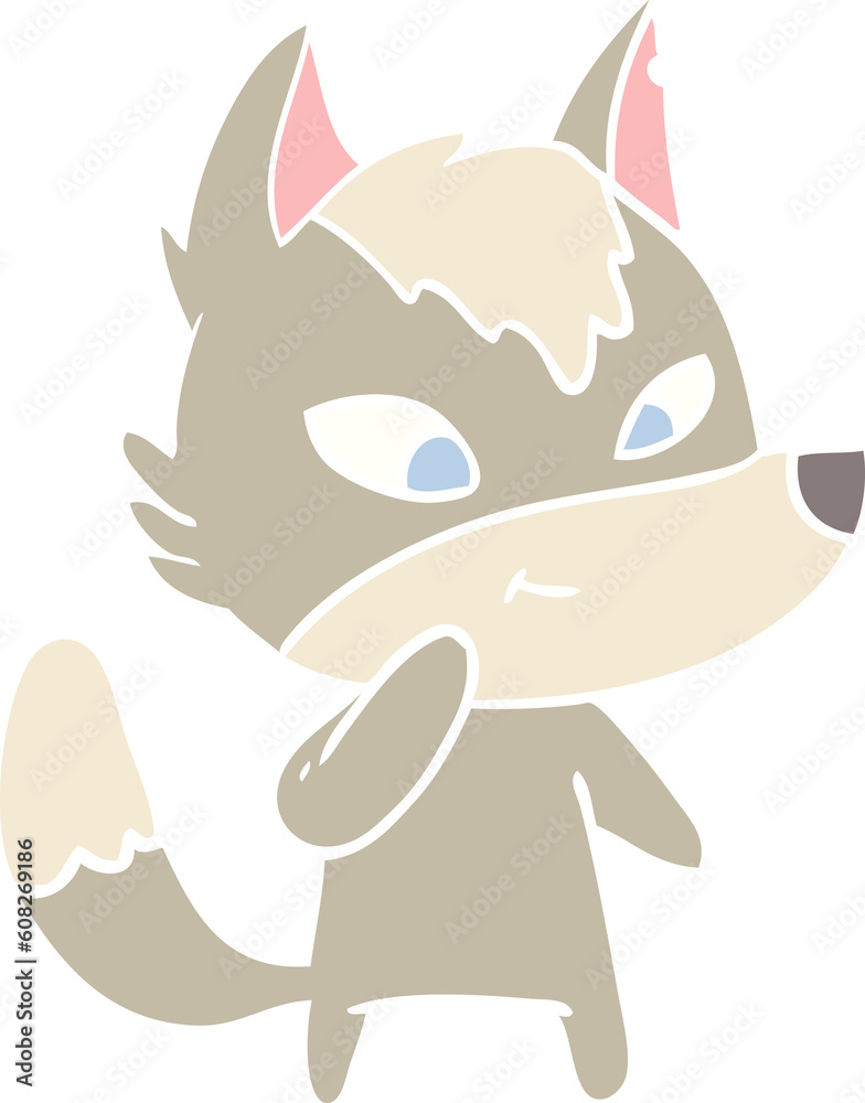 friendly flat color style cartoon wolf friendly flat color style cartoon wolf