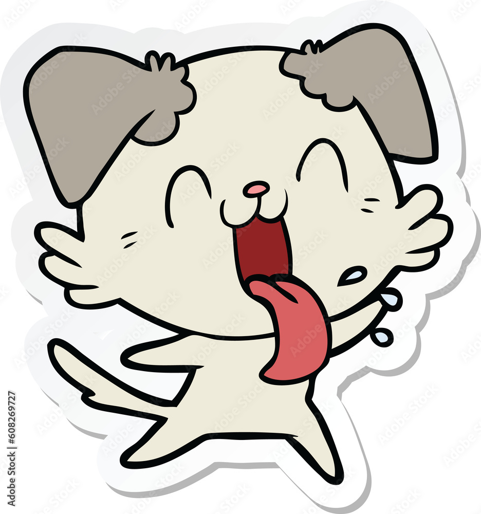 sticker of a cartoon panting dog sticker of a cartoon panting dog