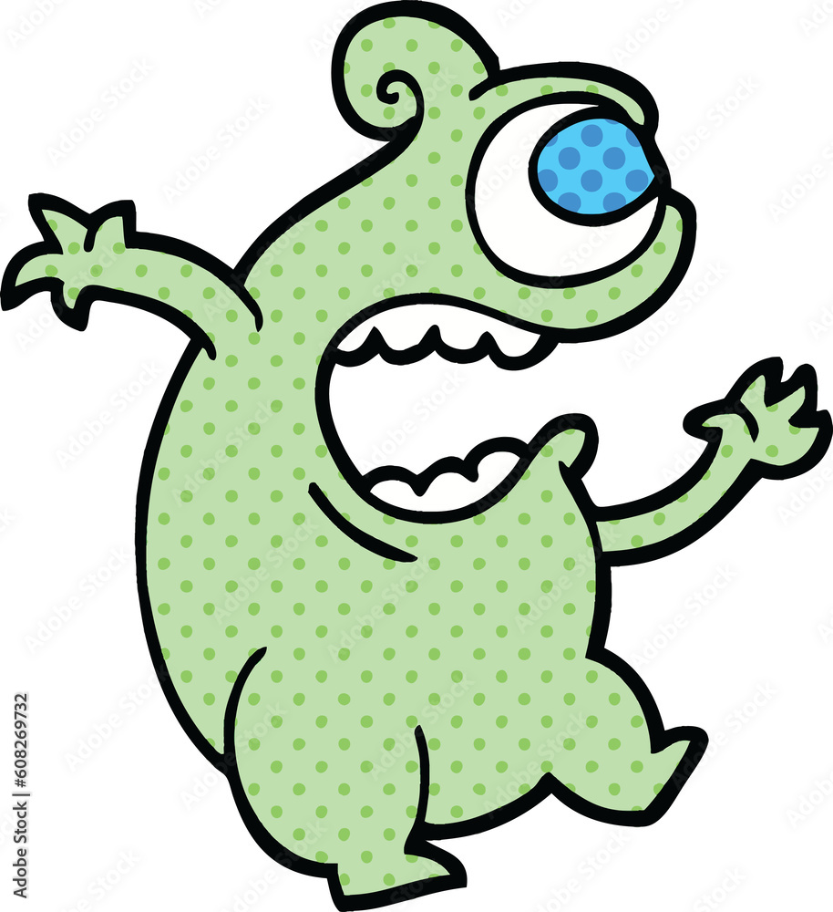 Naklejka premium comic book style cartoon green alien