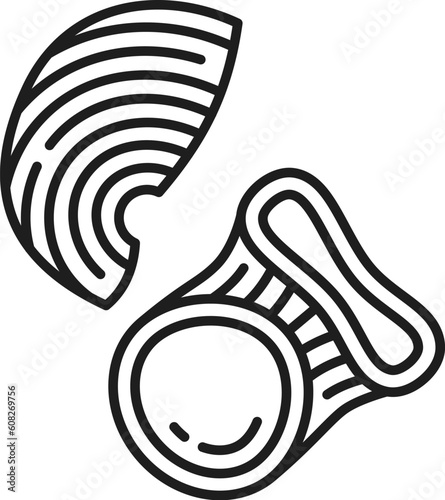 Raw pipe rigate pasta isolated italian national cuisine traditional uncooked food ingredient, thin line icon. Vector outline pipe rigate pasta type