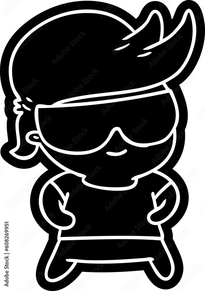 cartoon icon kawaii kid with shades