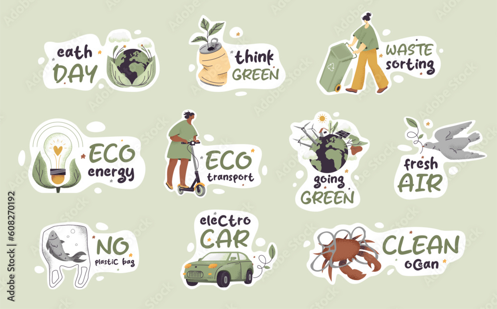 Eco Sticker or Badges Set