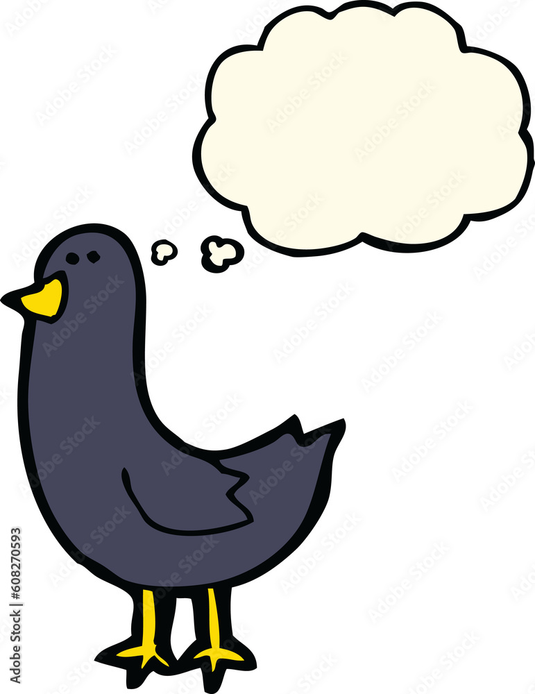 cartoon bird with thought bubble cartoon bird with thought bubble